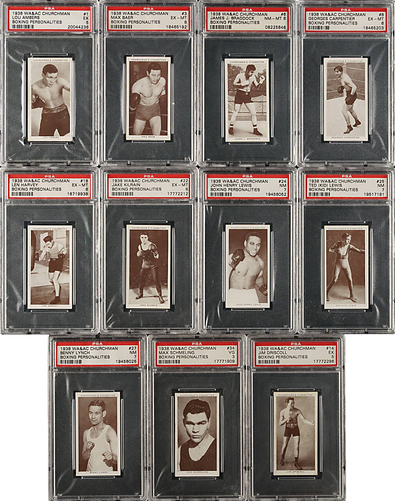 1938 W. A. & A. C. Churchman "Boxing Personalities" PSA-Graded Complete Set (50)