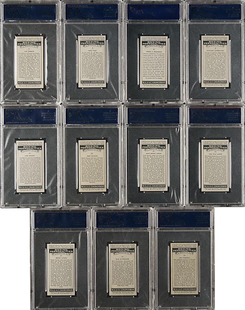 1938 W. A. & A. C. Churchman "Boxing Personalities" PSA-Graded Complete Set (50)