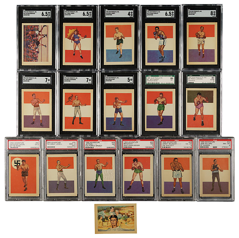 1956 Adventure Gum Complete Set (100) with 20 PSA- and SGC-Graded Cards Including Rare Max Schmeling PSA EX 5