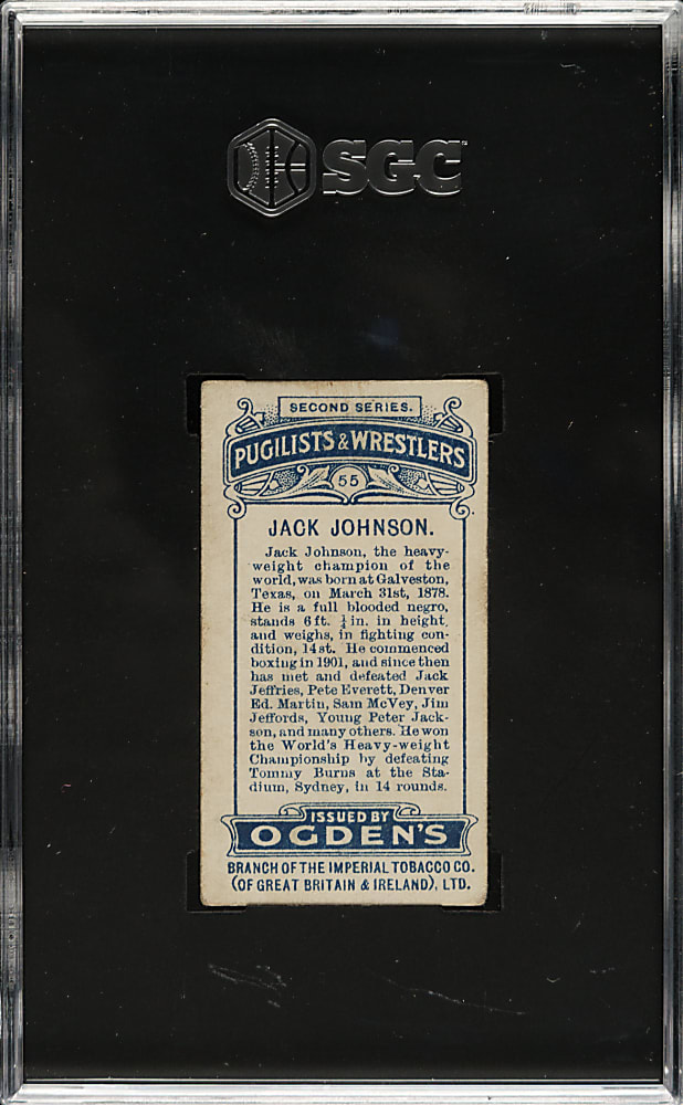 1909 Ogden's Ltd. "Pugilists & Wrestlers" #55 Jack Johnson SGC VG 3