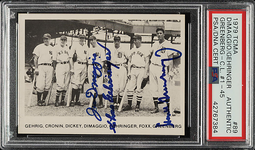 Signed 1979 TCMA #89 Checklist 1-45 with DiMaggio, Gehringer and Greenberg - PSA/DNA