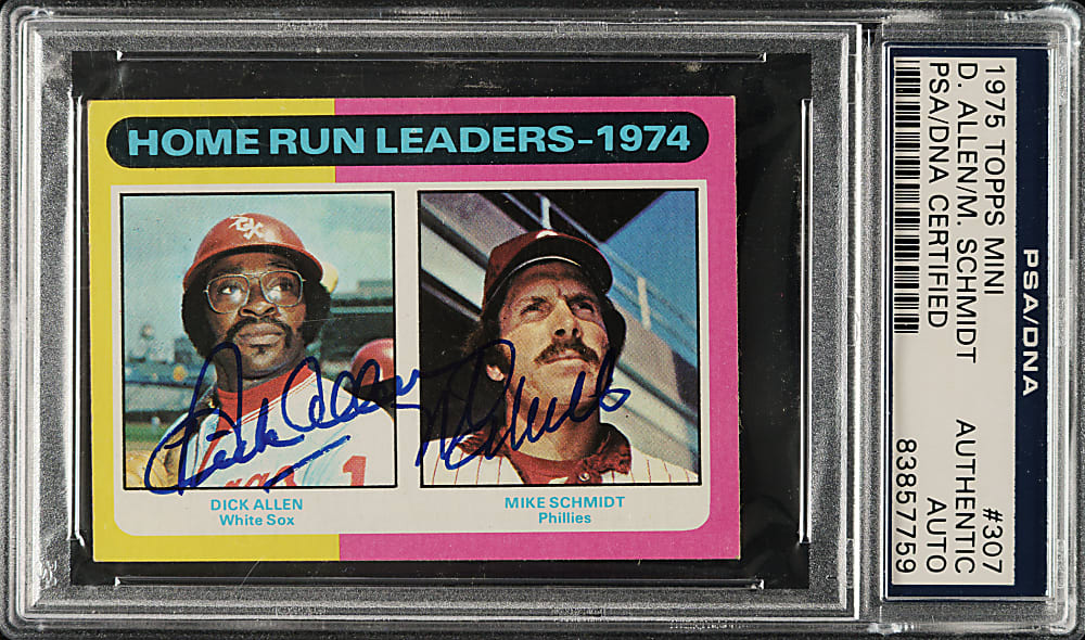 Signed 1975 Topps Mini #307 Dick Allen/Mike Schmidt - PSA/DNA