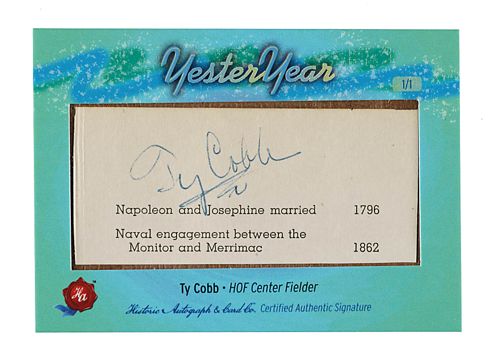 2025 Historic Autograph Yesteryear Second Series Ty Cobb Cut Signature #1/1