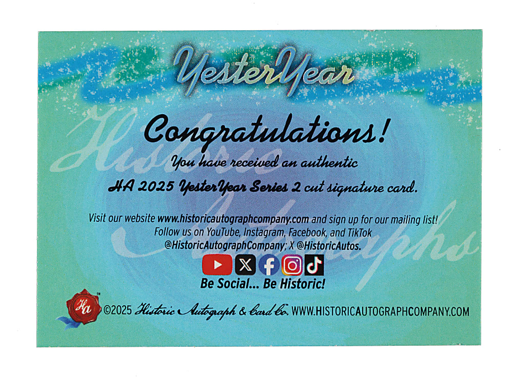 2025 Historic Autograph Yesteryear Second Series Ty Cobb Cut Signature #1/1