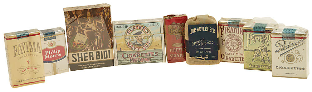 Circa 1960s Unopened Tobacco Pack Collection (9) Including Piedmont, Fatima, Philip Morris, Home Run, and R. J. Reynolds