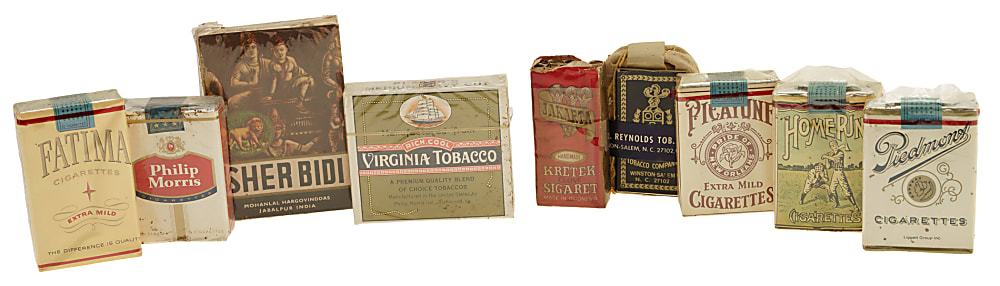 Circa 1960s Unopened Tobacco Pack Collection (9) Including Piedmont, Fatima, Philip Morris, Home Run, and R. J. Reynolds