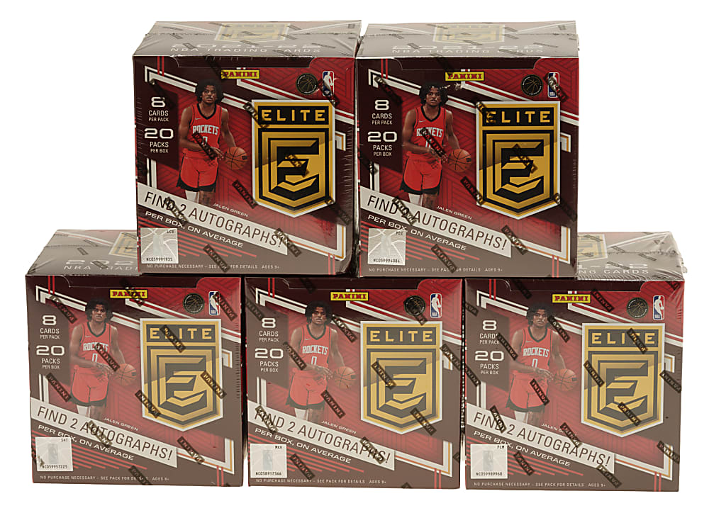 2021-2022 Panini Donruss Elite Basketball Factory-Sealed Unopened Hobby Box Collection (5 Boxes, 100 Packs) - Cade Cunningham Rookie Year