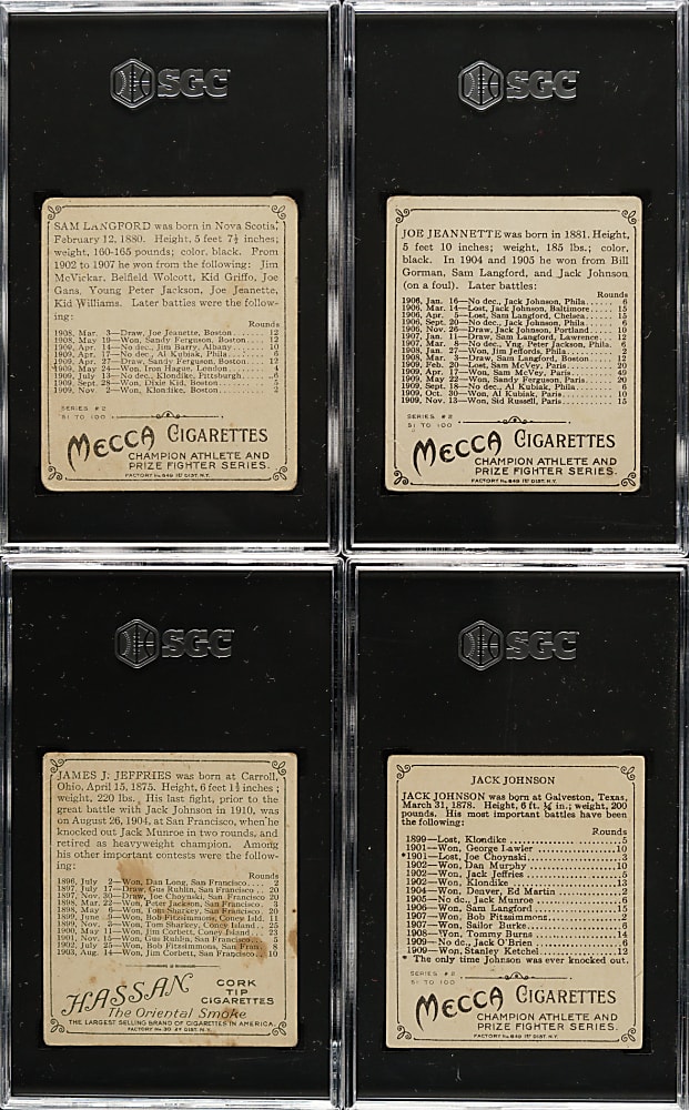 Circa 1910 T218 Mecca "Champion Athletes and Prize Fighters" Near-Complete Set (121/153)