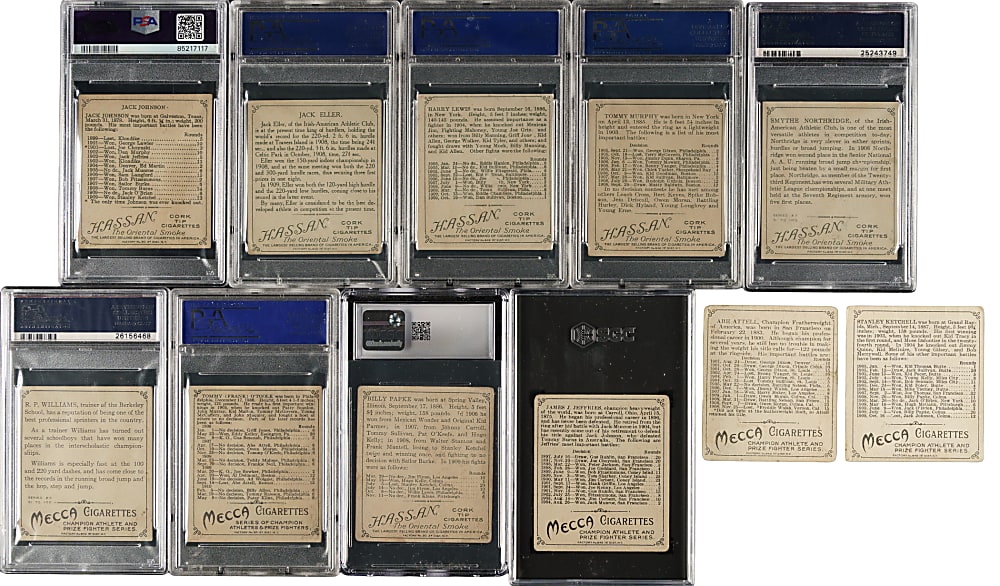 Circa 1910 T218 Mecca "Champion Athletes and Prize Fighters" Near-Complete Set (121/153)