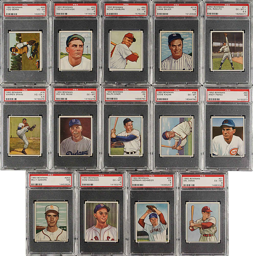 1950 Bowman Complete Set (252) Including 18 PSA-Graded Cards