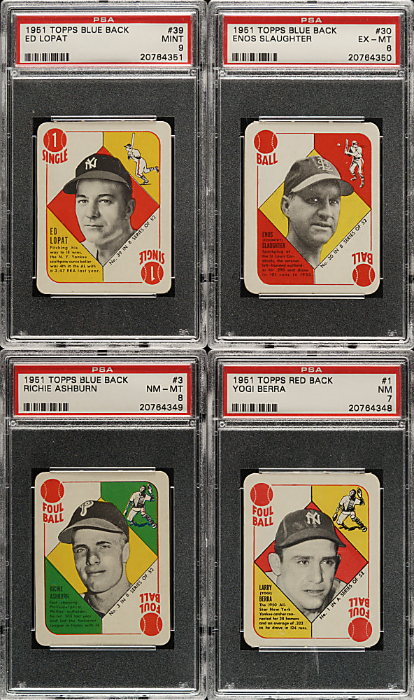 1951 Topps Blue and Red Backs Complete Set Pair (2 Sets, 104 Cards)