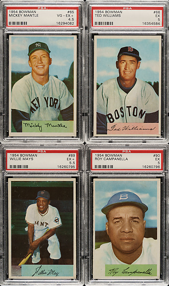 1954 Bowman Near-Complete Master Set (260/265) Including #66 Ted Williams PSA EX 5