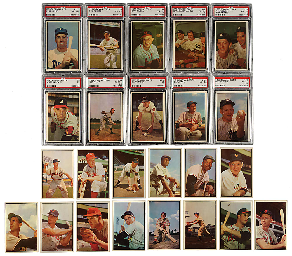 1953 Bowman Color Complete Set (160) Including #59 Mickey Mantle PSA VG-EX 4