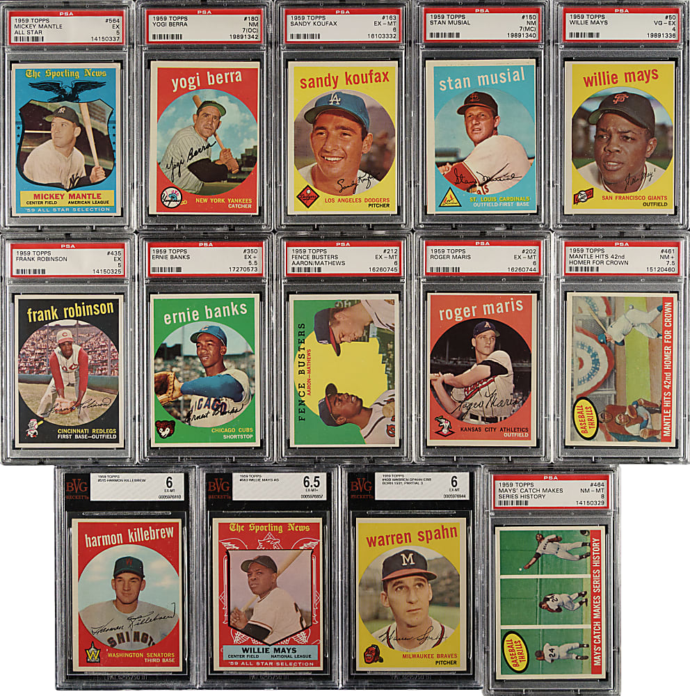 1959 Topps Complete Set (572) Including 18 PSA- and BVG-Graded Cards