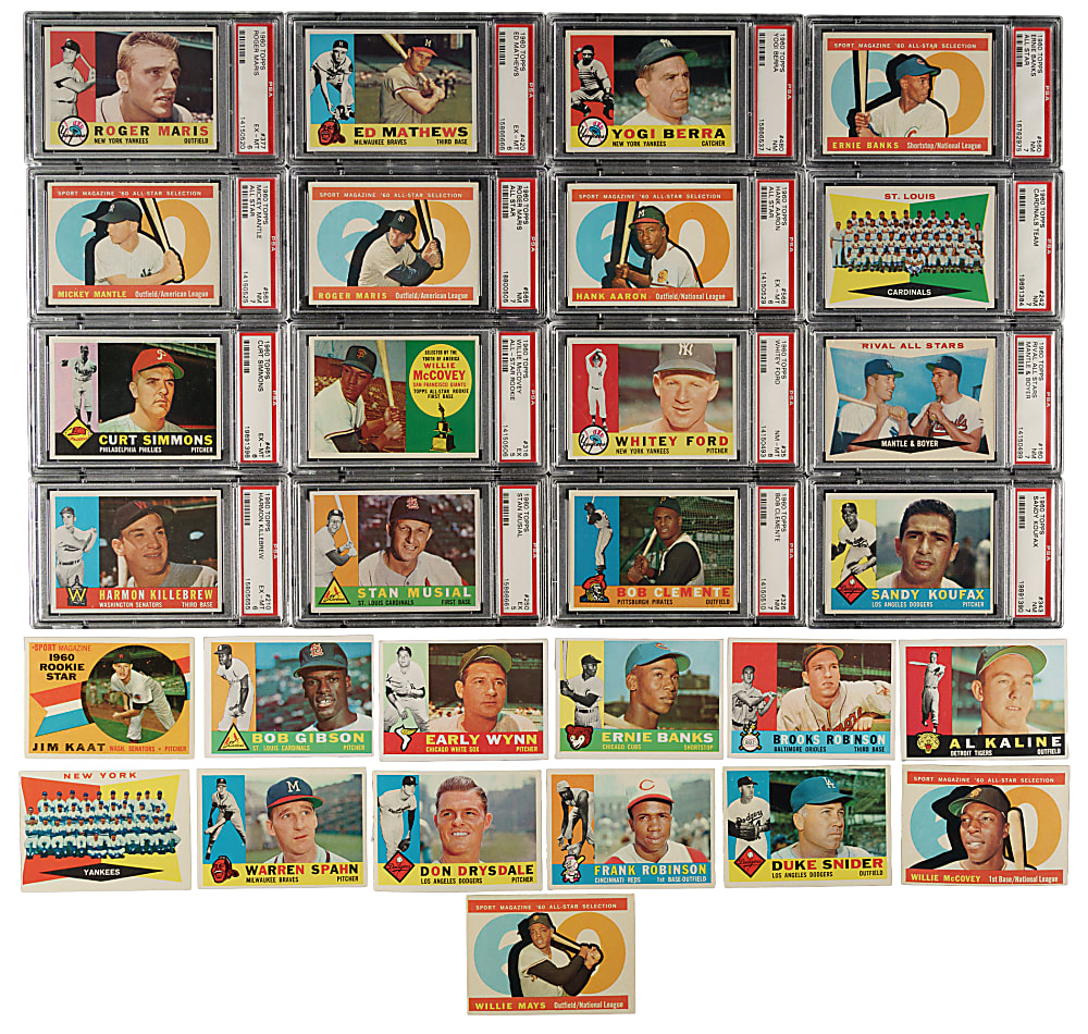 1960 Topps Complete Set (572) Including 20 PSA-Graded Cards