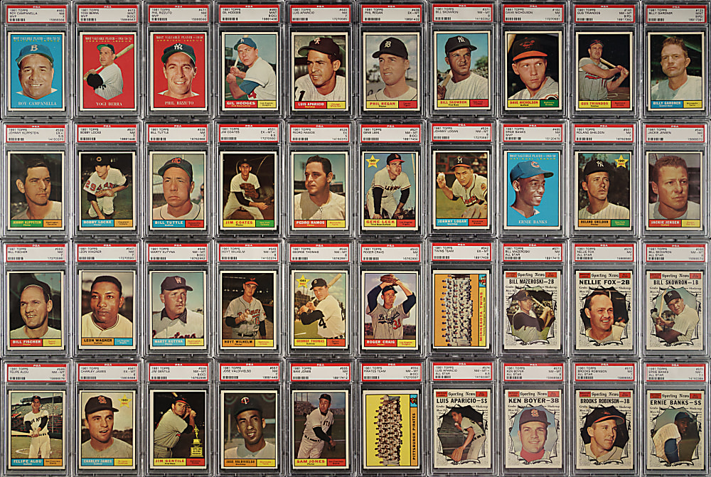 1961 Topps Near-Complete Master Set (592/596) Including 76 PSA-Graded Cards