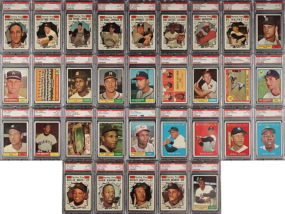 1961 Topps Near-Complete Master Set (592/596) Including 76 PSA-Graded Cards
