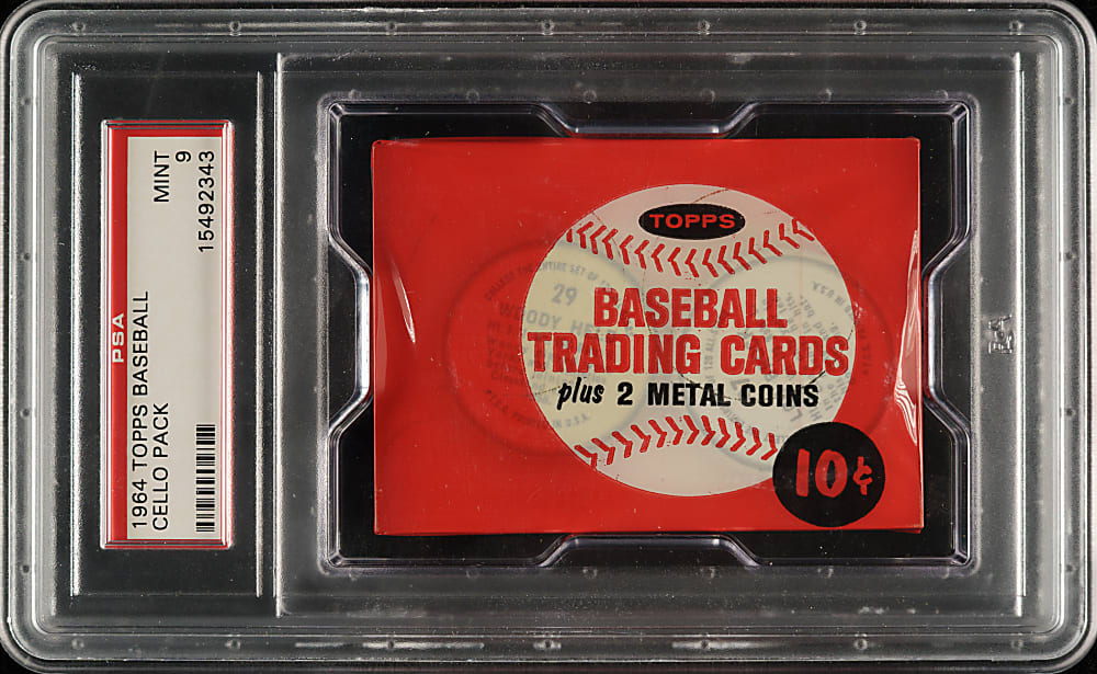 1964 Topps Second Series Unopened Cello Pack PSA MINT 9 - Pete Rose and Willie Mays Series