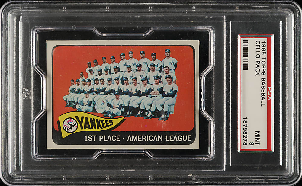 1965 Topps Seventh Series Unopened Cello Pack PSA MINT 9 - New York Yankees Team on Top