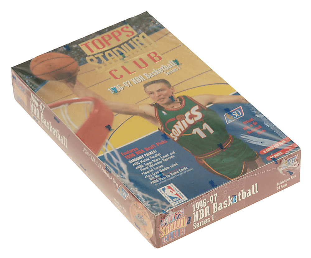1996-1997 Topps Stadium Club Basketball First Series Factory-Sealed Unopened Hobby Box (24 Packs) - Kobe Bryant Rookie Year