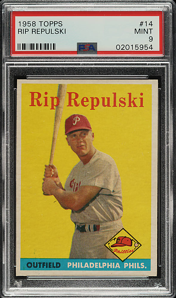 1958 Topps #14 Rip Repulski PSA MINT 9 - Highest Graded!
