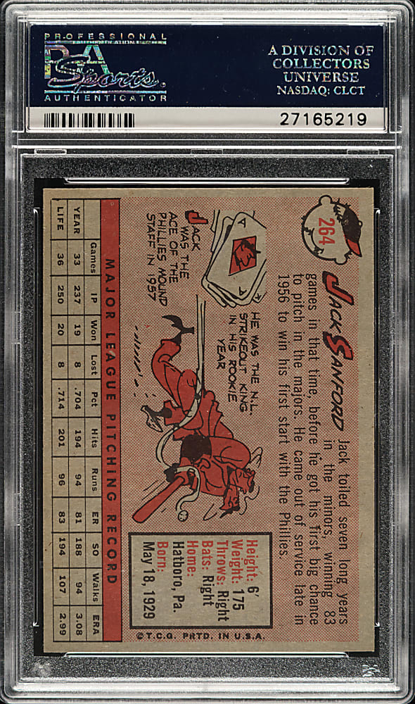 1958 Topps #264 Jack Sanford PSA MINT 9