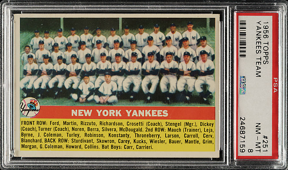 1956 Topps #251 New York Yankees Team PSA NM-MT 8