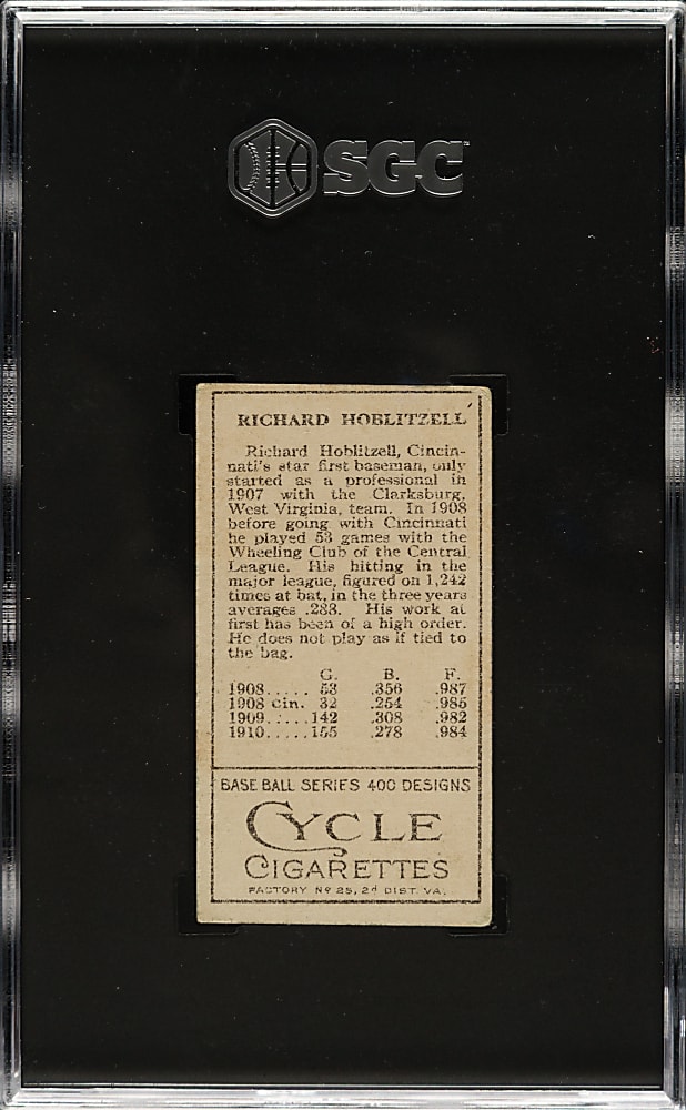 1911 T205 Gold Border Dick Hoblitzell Cin. After 1908 Stats SGC EX 5 - Cycle Back - 1 of 4 - Highest Graded!