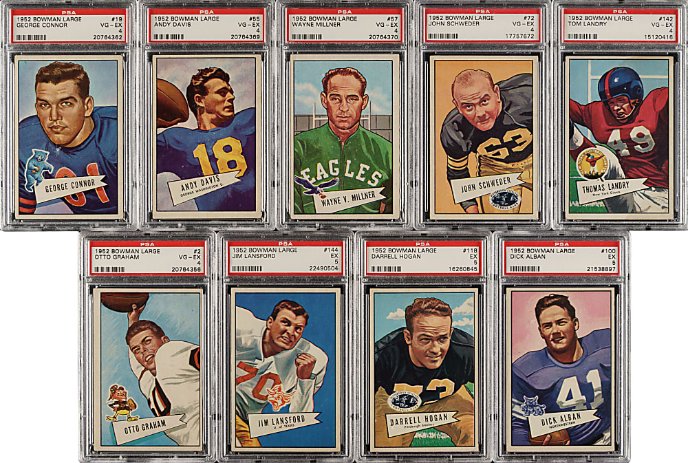 1952 Bowman Large Football Complete Set (144) Including 84 PSA-Graded Cards