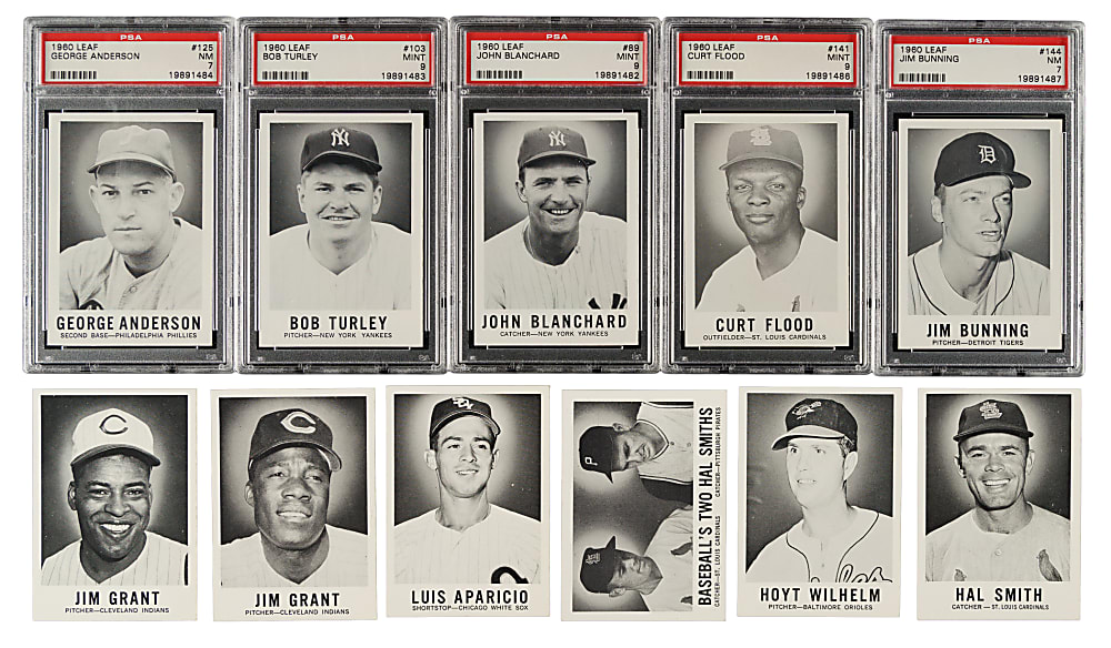 High-Grade 1960 Leaf Complete Set (144) Plus Two Variations Including Hal Smith Team Blackened Out