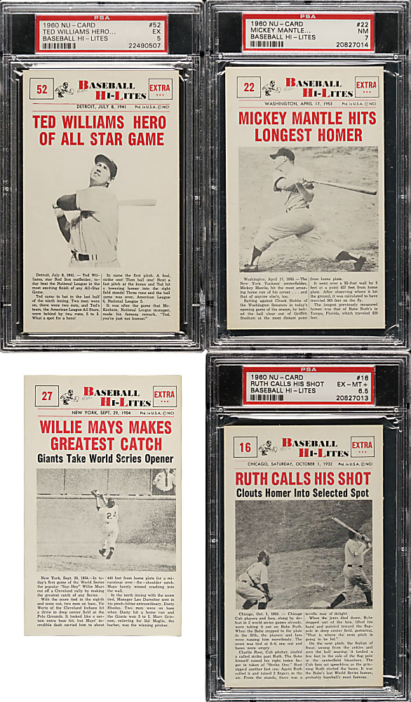 1960 Nu-Card Baseball Hi-Lites Near-Complete Set (64/72)
