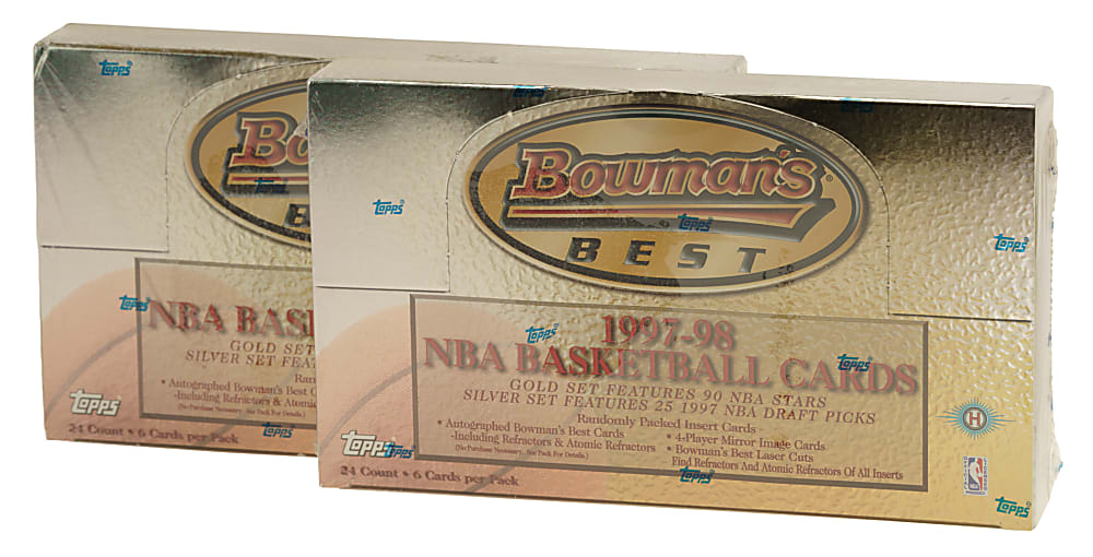 1997-1998 Bowman's Best Basketball Factory-Sealed Unopened Hobby Box Pair (2 Boxes, 48 Packs) - Tim Duncan and Tracy McGrady Rookie Year