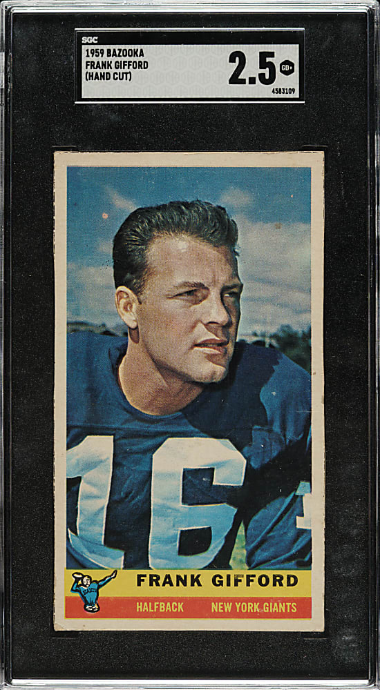1959 Bazooka Football Frank Gifford SGC GOOD+ 2.5