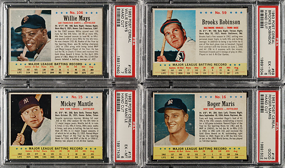 1963 Post Cereal Complete Set (200) Including 21 PSA-Graded Cards