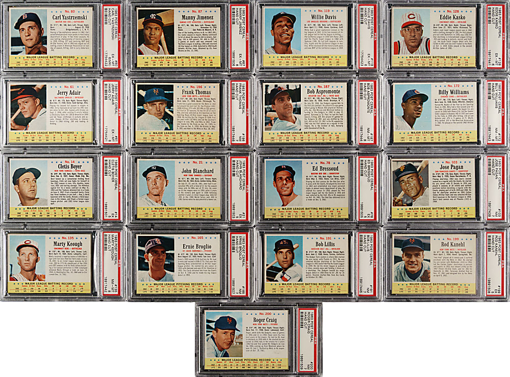 1963 Post Cereal Complete Set (200) Including 21 PSA-Graded Cards
