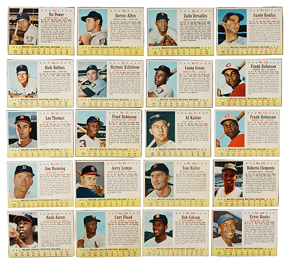 1963 Post Cereal Complete Set (200) Including 21 PSA-Graded Cards
