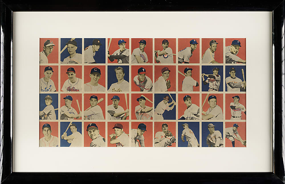 1949 Bowman Uncut Sheet (36 Cards) Including Stan Musial, Warren Spahn, and George Kell Rookie