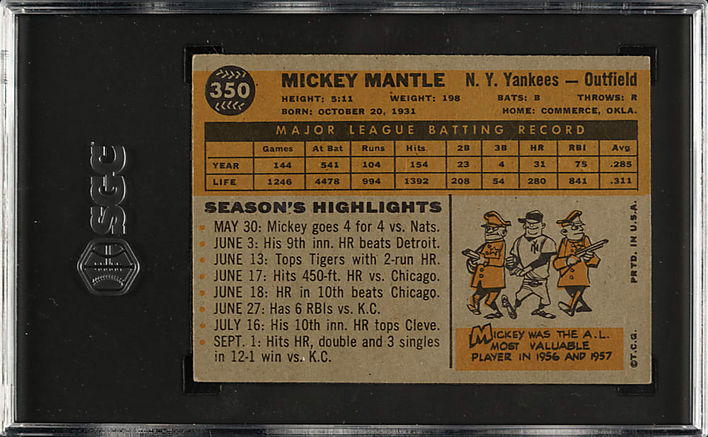 1960 Topps #350 Mickey Mantle SGC EX+ 5.5