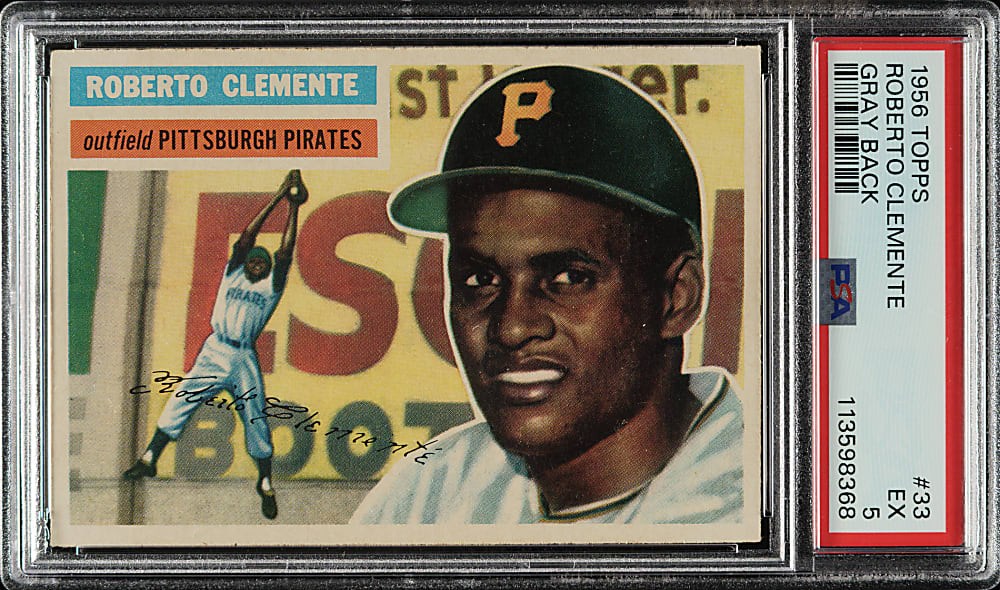 1956 Topps #33 Roberto Clemente Gray Back PSA EX 5