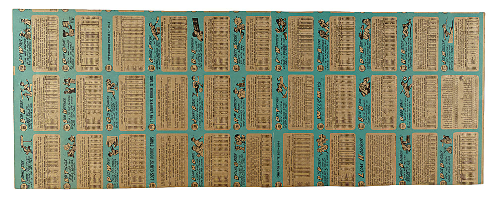 1965 O-Pee-Chee Partial Uncut Sheet (33 Cards) Including Willie Mays - All Wrong Backs!