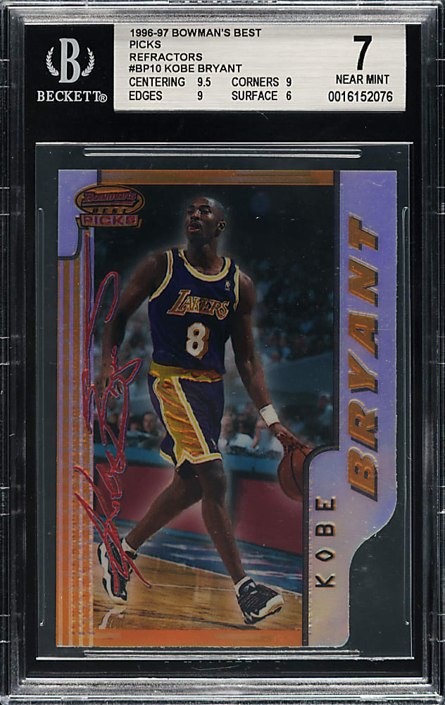 1996-1997 Bowman's Best Picks Basketball #BP10 Kobe Bryant Rookie Refractor BGS NM 7