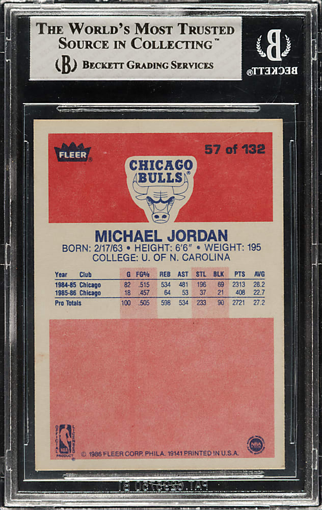 1986-1987 Fleer Basketball #57 Michael Jordan Rookie BGS EX-MT+ 6.5
