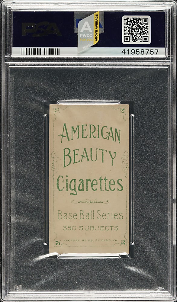 1909-1911 T206 White Border Christy Mathewson Dark Cap PSA EX-MT 6 - American Beauty 350 Back