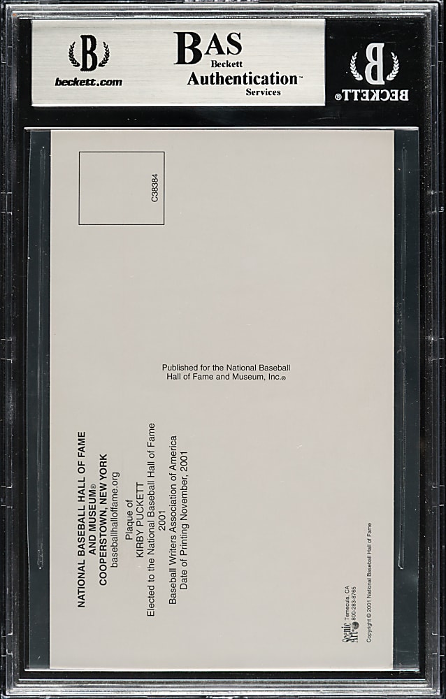 Kirby Puckett Signed Yellow Hall of Fame Postcard - Beckett