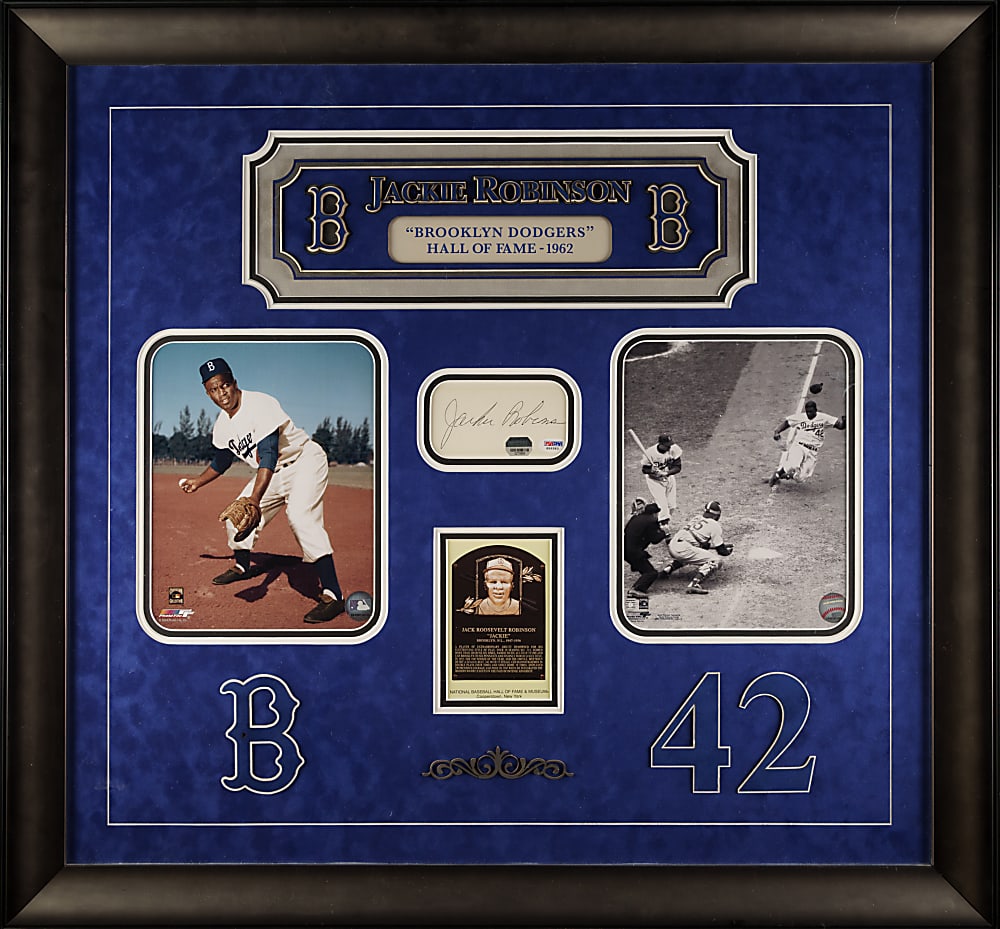 Jackie Robinson Cut Signature in Framed Display - PSA/DNA