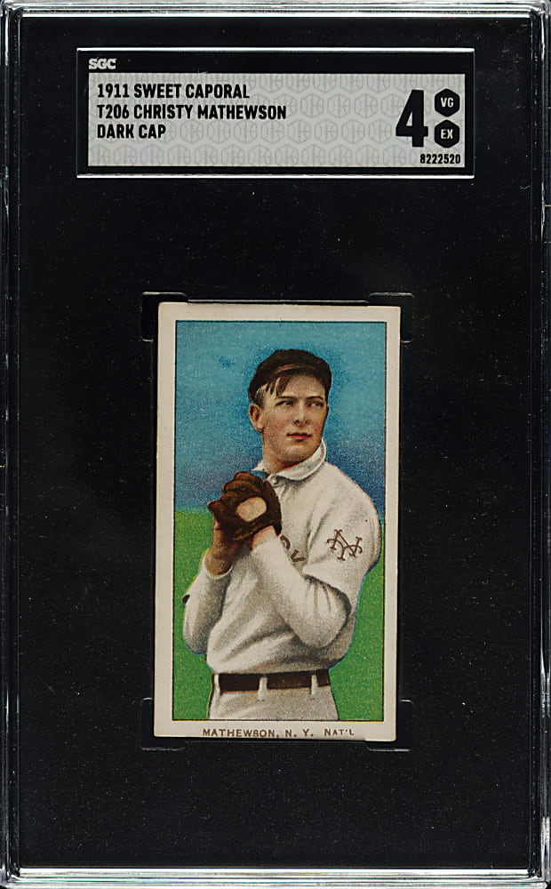 1909-1911 T206 White Border Christy Mathewson Dark Cap SGC VG/EX 4