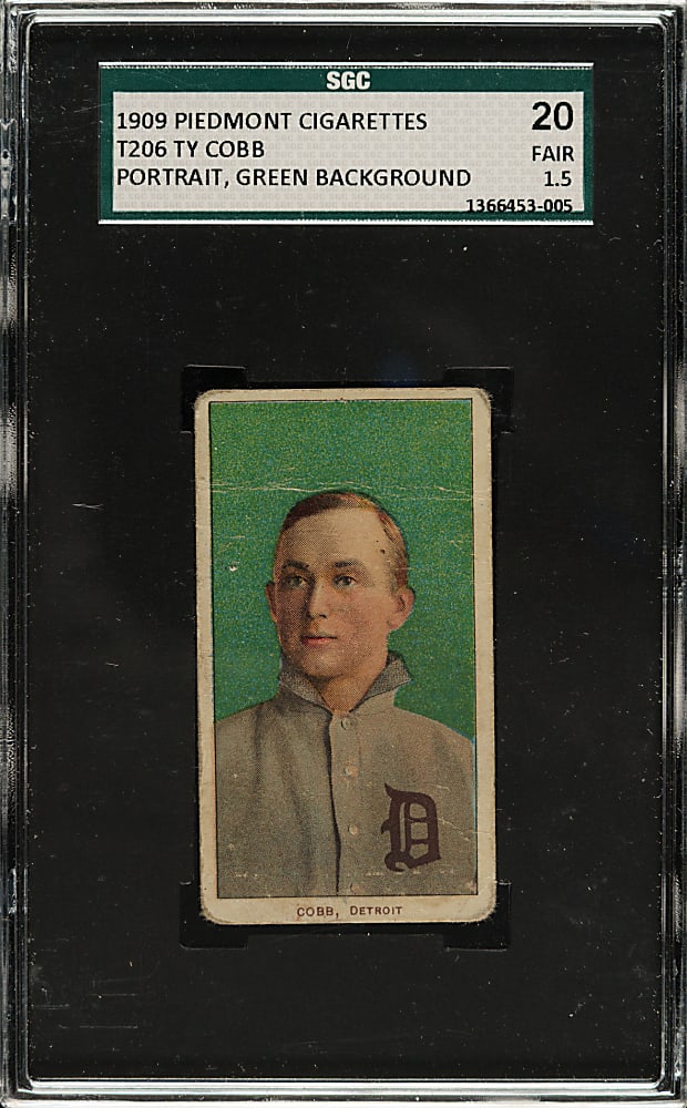 1909-1911 T206 White Border Ty Cobb Portrait Green Background SGC FAIR 20