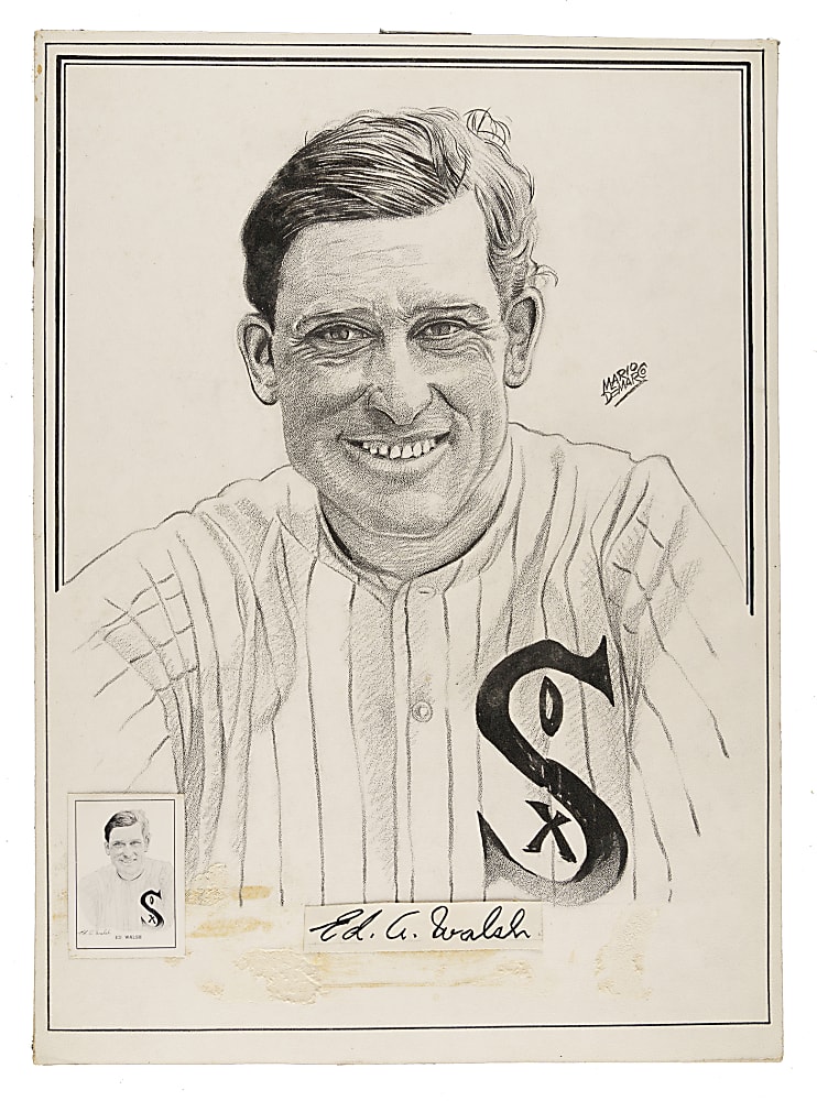 1950-1956 Callahan Hall of Fame Ed Walsh Original Artwork by Mario DeMarco