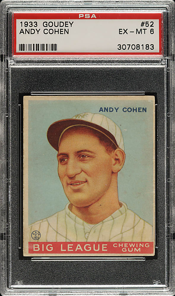1933 R319 Goudey #52 Andy Cohen PSA EX-MT 6