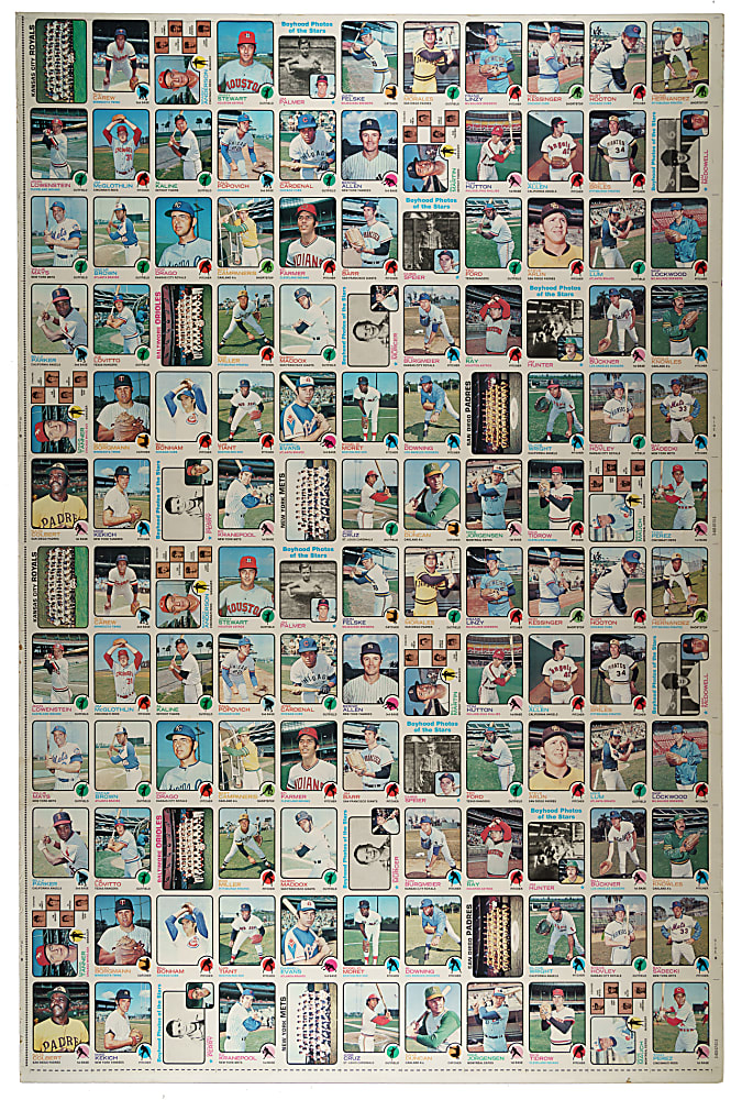 1973 Topps Third Series Uncut Sheet (132 Cards) Including Two Mays, Two Carew, Two Kaline, and Two Perez